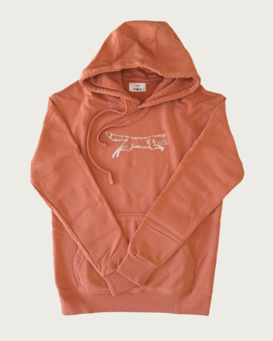Overview of the front of a Volpe hooded sweater